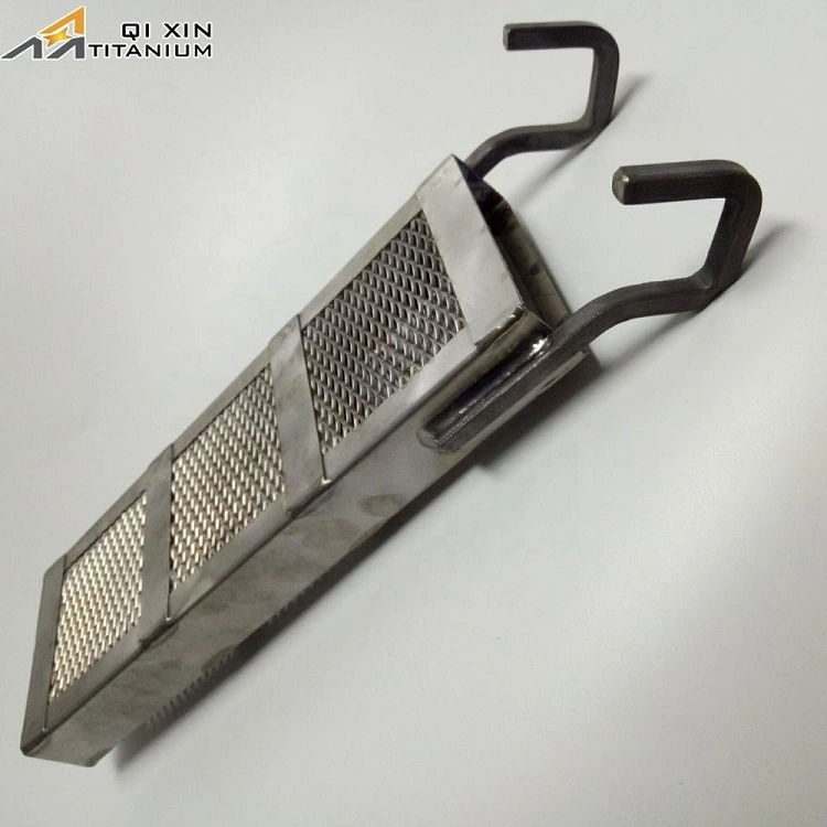 What is a titanium anode basket used for?